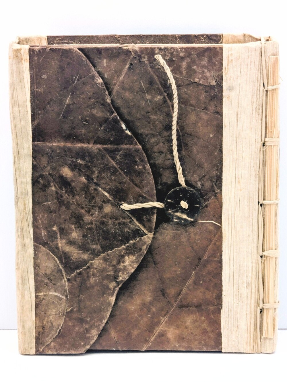 Handmade Pressed Leaf Journal Natural Fiber Blank Pages String Closure